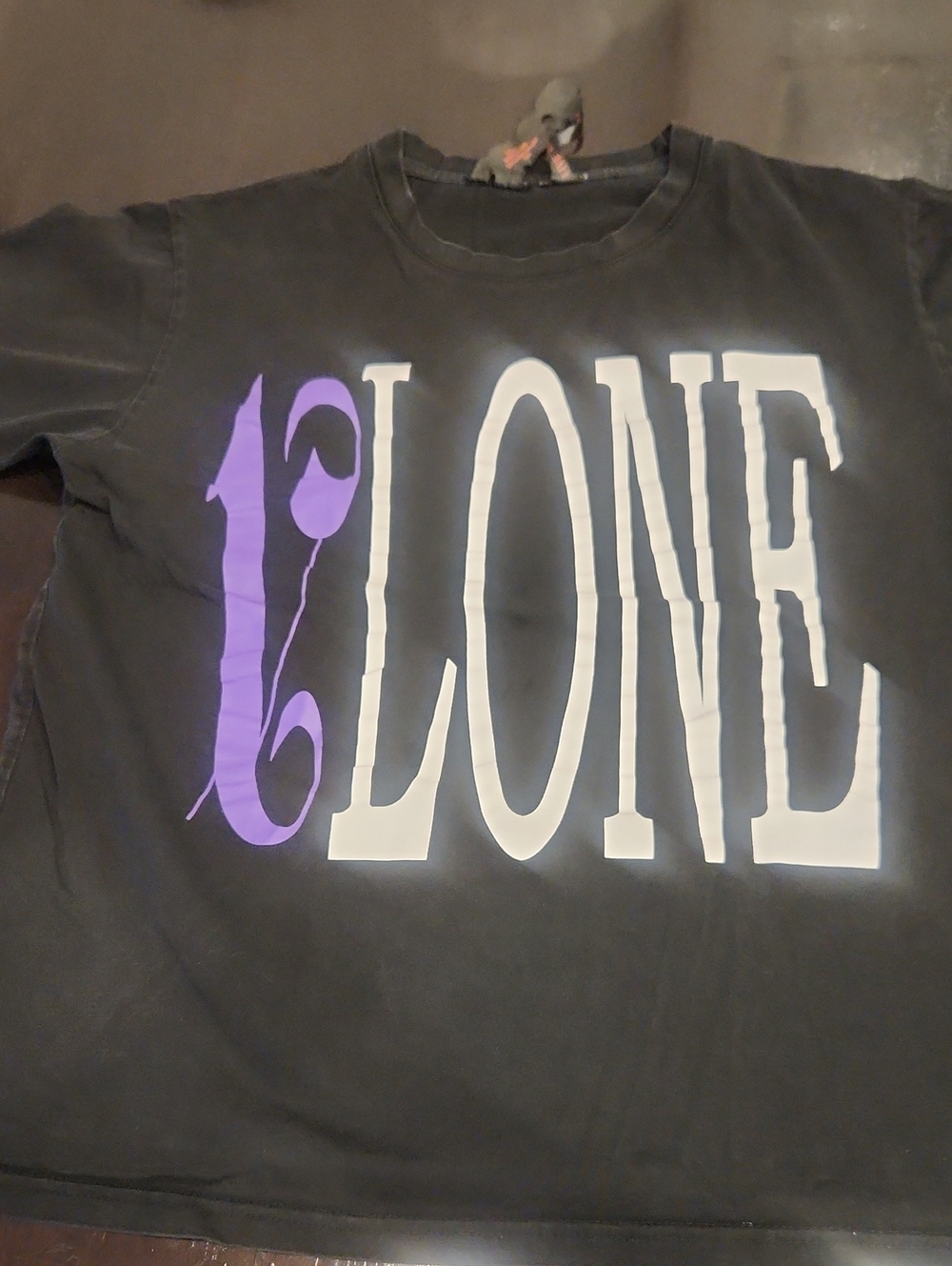 VLONE Black Short-Sleeve Graphic Tee with Purple and White Logo